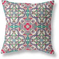 Amrita Sen Clover Leaf Floral Broadcloth Indoor Outdoor Blown and Closed Pillow Green Grey Pink