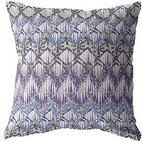 Amrita Sen Hatches Broadcloth Indoor Outdoor Zippered Pillow Muted Purple and Gray