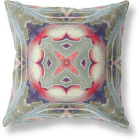 Amrita Sen Pastel Floral Squares Suede Blown and Closed Pillow Muted Green Indigo Hot Pink