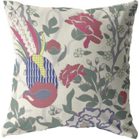 Amrita Sen Hiding Peacock Suede Blown and Closed Pillow Burgundy on White