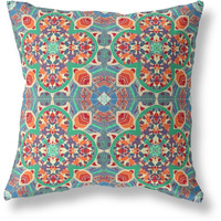 Amrita Sen Clover Leaf Floral Suede Blown and Closed Pillow Orange Green