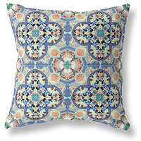 Amrita Sen Clover Leaf Floral Broadcloth Indoor Outdoor Zippered Pillow Blue Purple Peach
