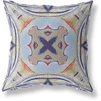 Amrita Sen Pastel Floral Squares Suede Blown and Closed Pillow Muted Green Orange