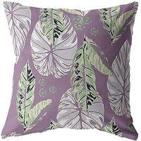 Amrita Sen Tropics Broadcloth Indoor Outdoor Zippered Pillow Light Green and White on Purple