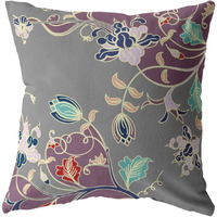 Amrita Sen Carnation Garden Broadcloth Indoor Outdoor Zippered Pillow Yellow on Red