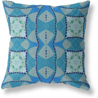 Amrita Sen Cosmic Circle Sprays Suede Zippered Pillow with Insert Aqua Sky Blue