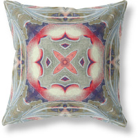 Amrita Sen Pastel Floral Squares Suede Zippered Pillow with Insert Muted Green Indigo Hot Pink