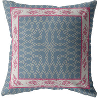Amrita Sen Square Nest Suede Blown and Closed Pillow Pink and Blue