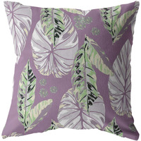 Amrita Sen Tropics Broadcloth Indoor Outdoor Zippered Pillow Light Green and White on Purple