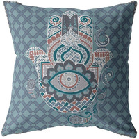 Amrita Sen Hamsa Suede Blown and Closed Pillow Muted Blue
