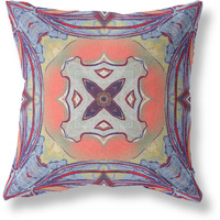 Amrita Sen Pastel Floral Squares Broadcloth Indoor Outdoor Zippered Pillow Purple Orange