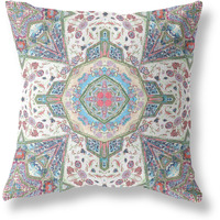 Amrita Sen Buddha Flower Ceremony Broadcloth Indoor Outdoor Zippered Pillow Green Cream Pink