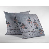 Amrita Sen Painted Peacock Broadcloth Indoor Outdoor Blown and Closed Pillow Gray on White