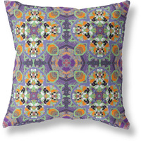 Amrita Sen Clover Leaf Floral Broadcloth Indoor Outdoor Blown and Closed Pillow Purple Green