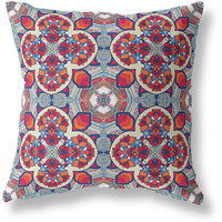 Amrita Sen Clover Leaf Floral Broadcloth Indoor Outdoor Zippered Pillow Red Orange Blue