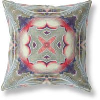 Amrita Sen Pastel Floral Squares Broadcloth Indoor Outdoor Zippered Pillow Muted Green Indigo Hot Pink