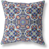 Amrita Sen Clover Leaf Floral Broadcloth Indoor Outdoor Blown and Closed Pillow Gray Blue Orange