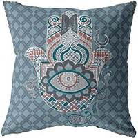 Amrita Sen Hamsa Broadcloth Indoor Outdoor Zippered Pillow Muted Blue