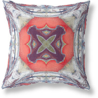 Amrita Sen Pastel Floral Squares Suede Zippered Pillow with Insert Light Blue Grey Peach