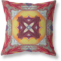 Amrita Sen Pastel Floral Squares Broadcloth Indoor Outdoor Zippered Pillow Yellow Red Magenta Green