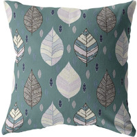 Amrita Sen Fall Leaves Broadcloth Indoor Outdoor Blown and Closed Pillow Muted Green
