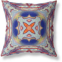 Amrita Sen Pastel Floral Squares Broadcloth Indoor Outdoor Blown and Closed Pillow Gray Red Orange Midnight Blue