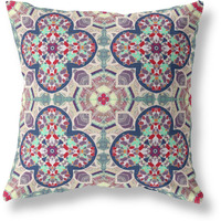 Amrita Sen Clover Leaf Floral Broadcloth Indoor Outdoor Zippered Pillow Maroon Green