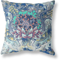 Amrita Sen Vase Sunflower Matches Broadcloth Indoor Outdoor Zippered Pillow Blue Aqua Yellow