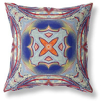 Amrita Sen Pastel Floral Squares Suede Zippered Pillow with Insert Gray Red Orange Midnight Blue