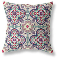 Amrita Sen Clover Leaf Floral Broadcloth Indoor Outdoor Zippered Pillow Maroon Green