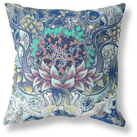 Amrita Sen Vase Sunflower Matches Suede Zippered Pillow with Insert Blue Aqua Yellow