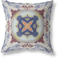 Amrita Sen Pastel Floral Squares Broadcloth Indoor Outdoor Zippered Pillow Grey Brown Indigo