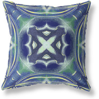 Amrita Sen Pastel Floral Squares Broadcloth Indoor Outdoor Zippered Pillow Evening Blue Green
