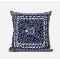 Amrita Sen Holy Tie Die Flower Throw Pillow with Removable Cover in Bright Blue Yellow 18x18