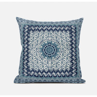 Amrita Sen Holy Tie Die Flower Throw Pillow with Removable Cover in Bright Blue 20x20