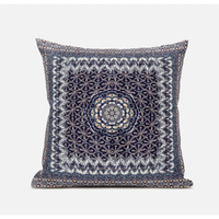Amrita Sen Holy Tie Die Flower Throw Pillow with Removable Cover in Bright Blue Turquoise 20x20