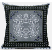 Amrita Sen Window Wreath Palace Throw Pillow with Removable Cover in Gray Green Pink 18x18