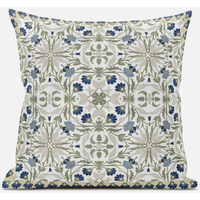 Amrita Sen Jahan Paisley Throw Pillow with Removable Cover in Indigo White 18x18