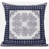 Amrita Sen Window Wreath Palace Throw Pillow with Removable Cover in Cream Red Blue 18x18
