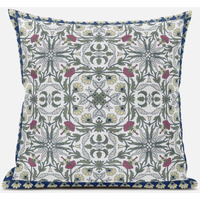 Amrita Sen Jahan Paisley Throw Pillow with Removable Cover in Indigo Peach 18x18