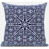 Amrita Sen Geostar Wreath Palace Throw Pillow with Removable Cover in Indigo White Green 20x20