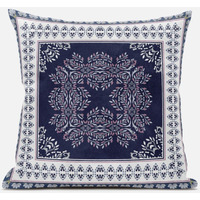 Amrita Sen Window Wreath Palace Throw Pillow with Removable Cover in Blue Pink White 18x18