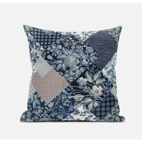 Amrita Sen Arizona Floral Patches Throw Pillow with Removable Cover in Light Blue 16x16