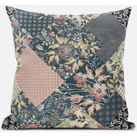 Amrita Sen Arizona Floral Patches Throw Pillow with Removable Cover in Red Green 16x16
