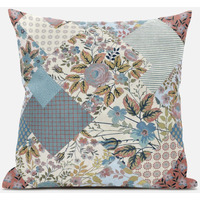 Amrita Sen Arizona Floral Patches Throw Pillow with Removable Cover in Brown Pink 18x18