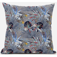 Amrita Sen Plant Illusion Throw Pillow with Removable Cover in Gray Cream 16x16