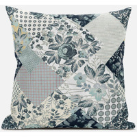 Amrita Sen Arizona Floral Patches Throw Pillow with Removable Cover in Light Peach 16x16