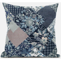 Amrita Sen Arizona Floral Patches Throw Pillow with Removable Cover in Light Blue 20x20