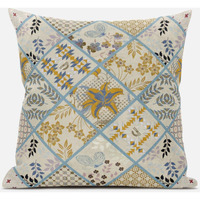 Amrita Sen Fall Patch Snowflowers Throw Pillow with Removable Cover in Gold Red White 20x20