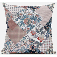 Amrita Sen Arizona Floral Patches Throw Pillow with Removable Cover in White Pink 20x20